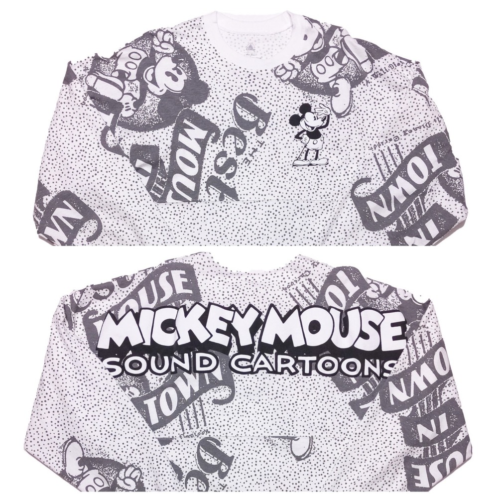 Disney Mickey Mouse White & Black Graphic Jersey Tee